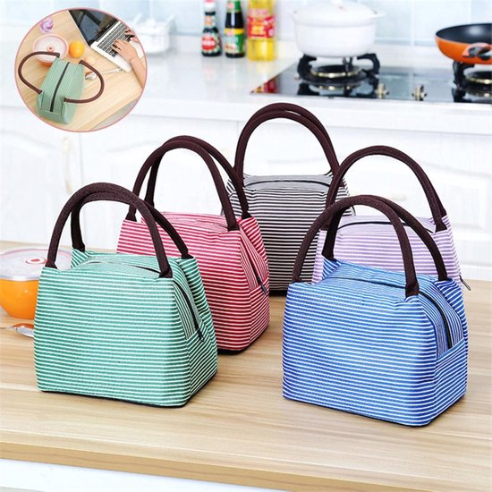 Lunch bag Insulated Dinner Lunch Bag Tote Bag Picnic Travel Breakfast Box School Kids Convenience Food Tote Bag Insulated Bag-Purple — afbeelding 2