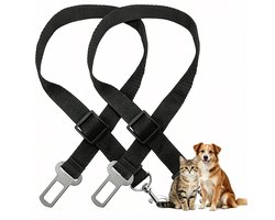Hondengordel Auto Set van 2 – Autoriem hond - Verstelbare Veiligheidsgordel voor Honden – Autogordel voor Kleine, Middelgrote en Grote Honden – 45 tot 66 cm - Zwart