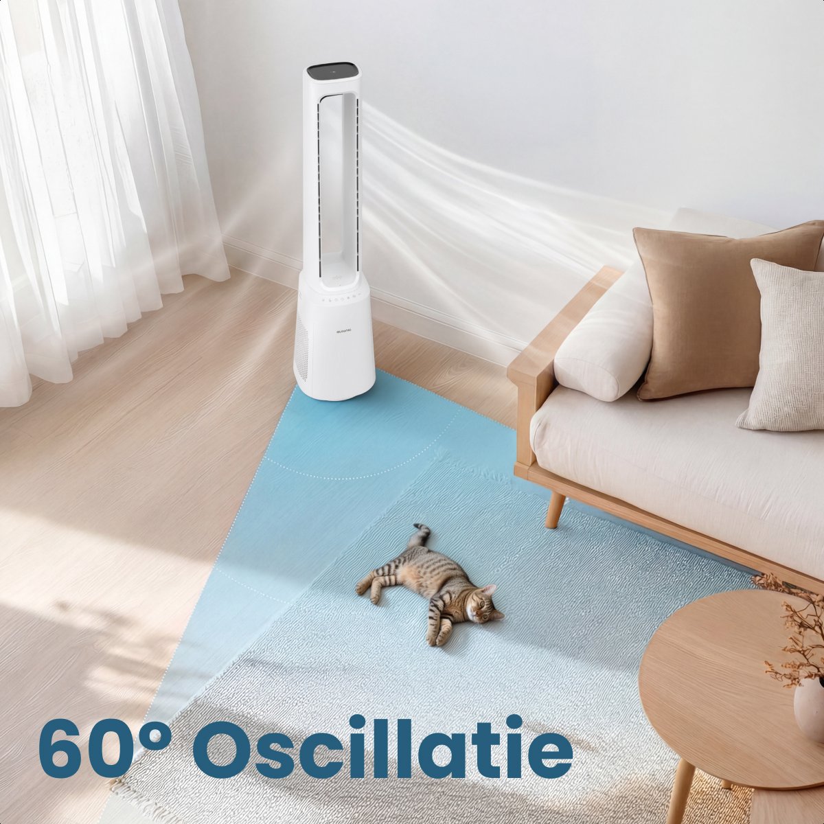 Auronic Torenventilator - Bladeless Model 2 in 1 - Luchtreiniger met HEPA-filter - Ventilator - 10 Standen - Afstandsbediening - 105 cm - Wit — afbeelding 7