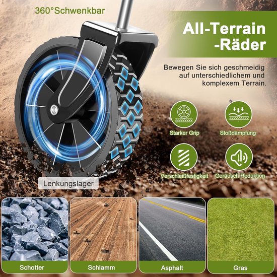 Opvouwbare Bolderkar - Robuuste Steekwagen 160kg - All-Terrain Wielen - 120L - Zwart van Opvouwbare Bolderkar — afbeelding 3