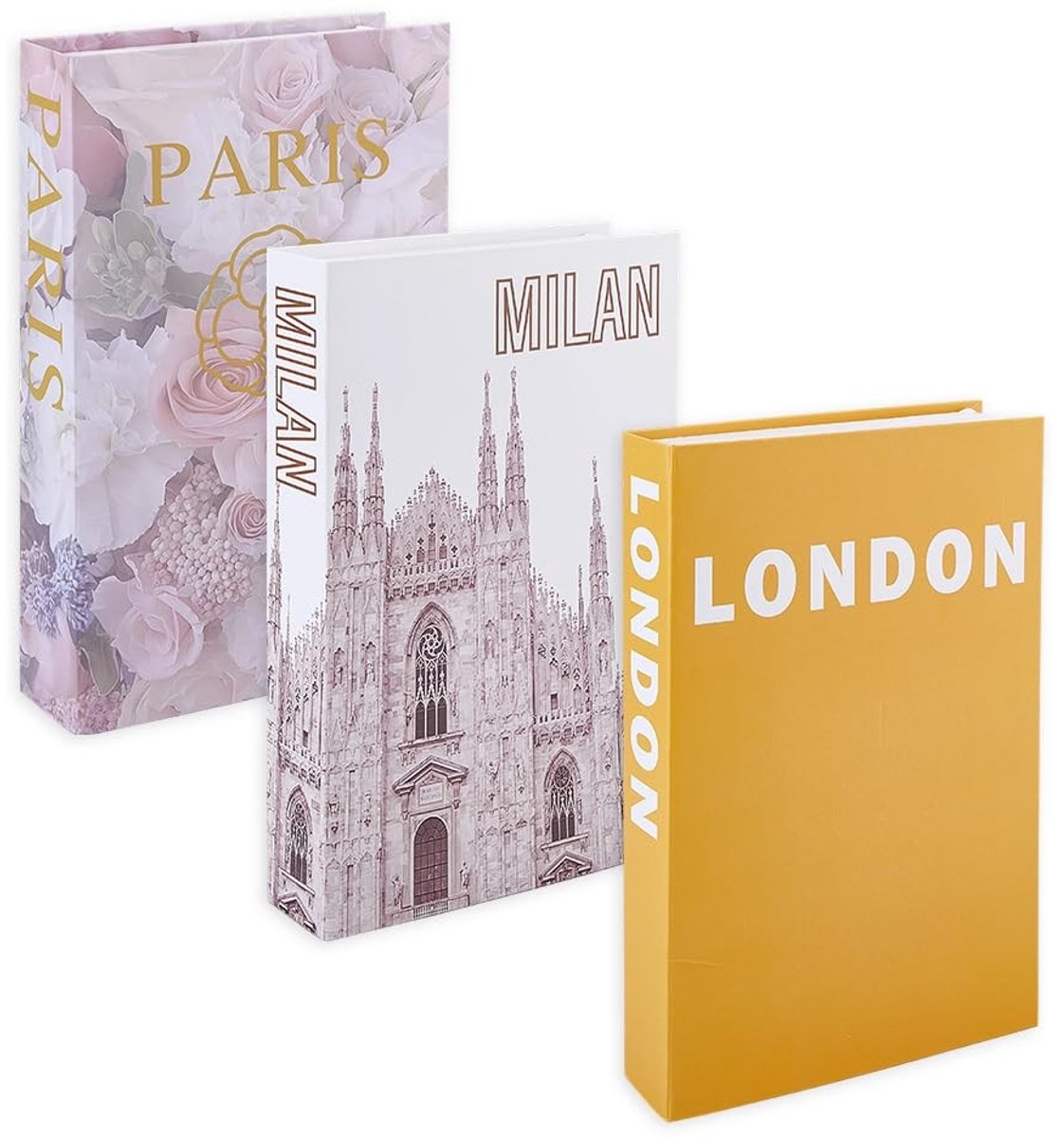 Dailygoods- Boeken Set van 3 - Decoratieve Boeken - Faux Boeken - Verborgen Opslag - 25 x 15 x 1,65 cm - Zwart/Wit Decoratie