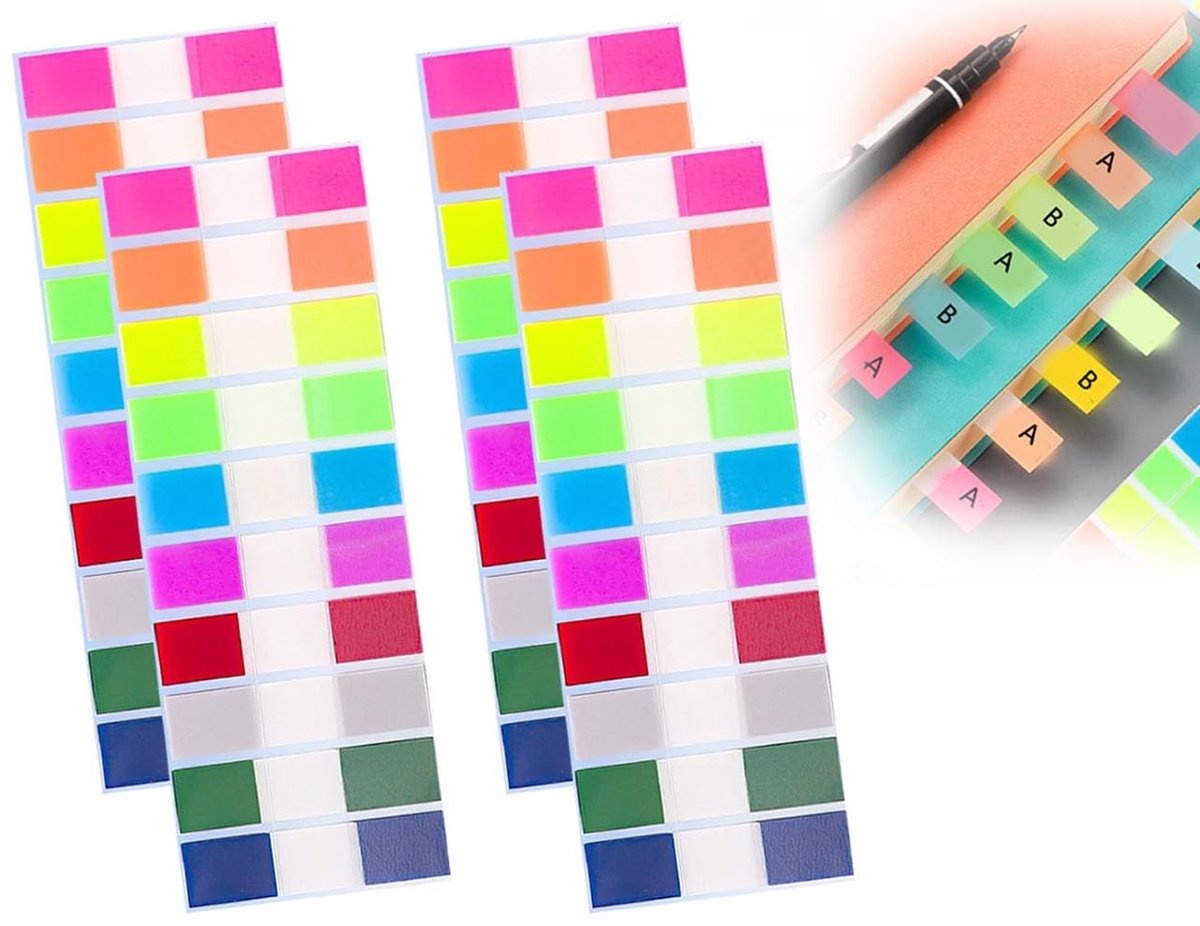 Dailygoods- Notitieblaadjes 800 stuks - Zelfklevende Notities - Waterdicht - Praktische Boekkaarten - Organisatie - 10 Kleuren - Plaknotities
