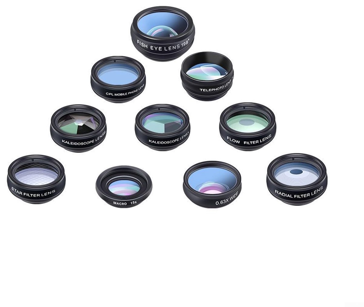 Dailygoods- Lens Kit 10-in-1 - Telelens/ groothoeklens - Macrolens/ fisheye-lens - CPL-lens/ filterlens - Caleidoscoop 3/6 lens - Professionele fotografie - Telefoonlenzen