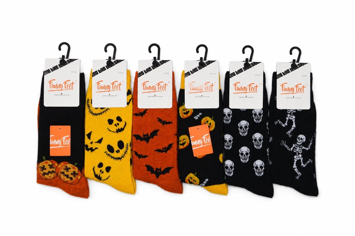 Funny Feet socks - Happy kousen halloween - cadeau - grappige sokken - 6 paar - Maat 39-42 - assortiment