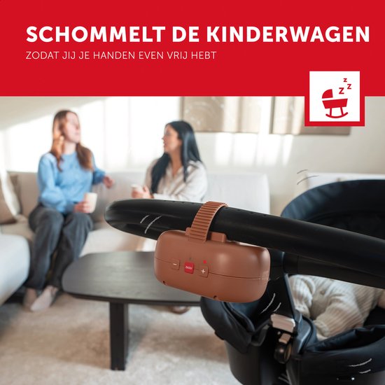 ZAZU Robby the Rocker – Automatische Kinderwagen Schommelaar met Huilsensor – 5 Wiegstanden – USB-C Oplaadbaar – IPX1 Spatwaterbestendig – Bruin — afbeelding 2