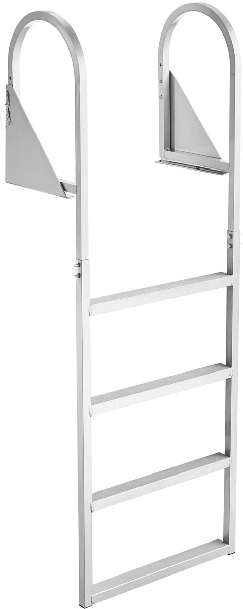 Cellista Opklapbare Dockladder 4 Treden - Aluminium Zwemladder - Pontonboot Ladder - Antislip Instapladder - 159 kg Draagvermogen - 175 cm