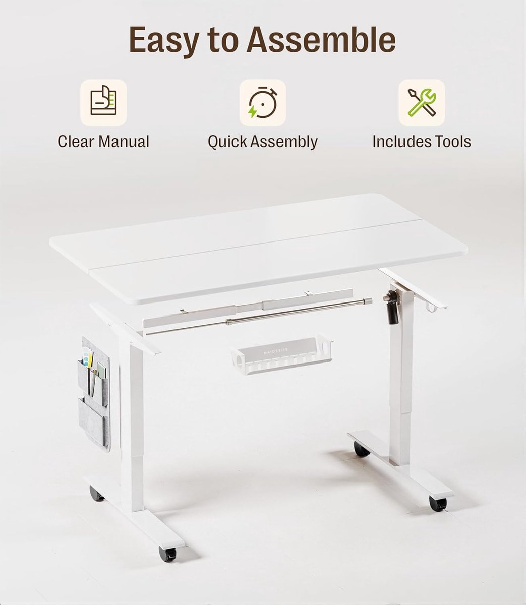 Mobili Bella FlexiRise Elite Elektrisch Zit-Sta Bureau 100 x 60 cm Verstelbaar Bureau met Geheugenfunctie, Kabelgoot, Opbergvakken, Haak en Wielen voor Thuiswerkplek en Kantoor Wit thumbnail 5