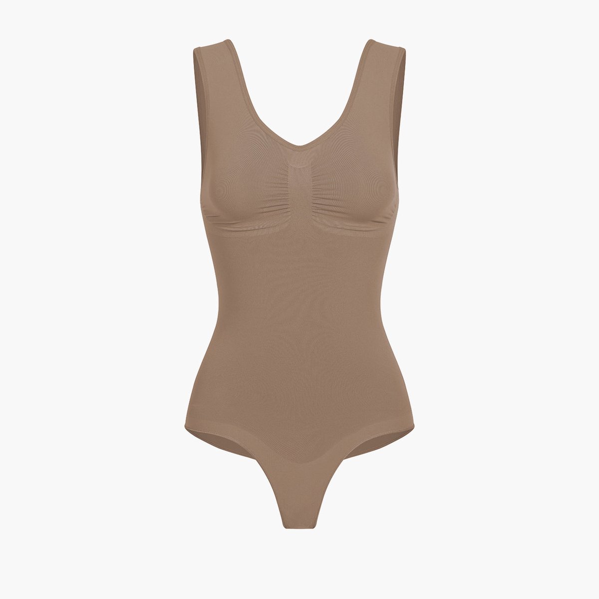 cfab - Tanktop bodysuit met corrigerende werking en koordjes - Caramel - XS - Corrigerende Body - Naadlos - corrigerend ondergoed dames