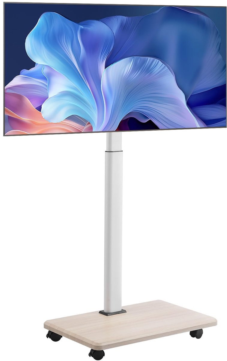 Verrijdbaar TV Meubel - TV Trolley - Flexibel TV Kijken - 25 Graden Draaibaar - 32-70 Inch - Wit