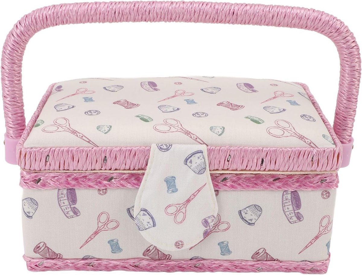 Naaibox Opbergdoos - Naaimand Organizer - Naai Spullen Opbergen - Dubbele Laag - 25x17x11 cm - Grijs
