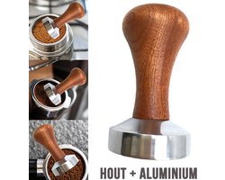 Koffie Tamper Koffieverdeler 58mm - Hout en Aluminium - Barista Espresso Leveler Koffie Verdeler - 58 mm