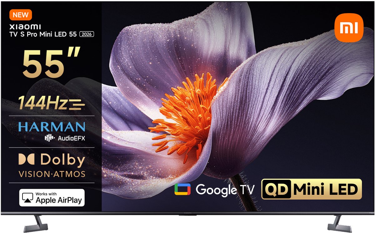 Xiaomi TV S Pro - 55 inch Mini LED TV - 4K Ultra HD - 144Hz Gaming - 1700 nits Helderheid - Dolby Vision & Atmos - Smart TV met Google TV