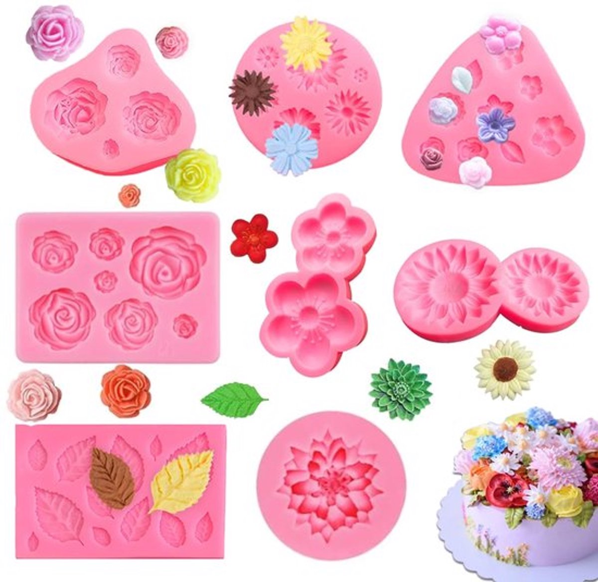 Allecto - Siliconen vormen - 3D bloemen - Ideaal voor taartdecoratie