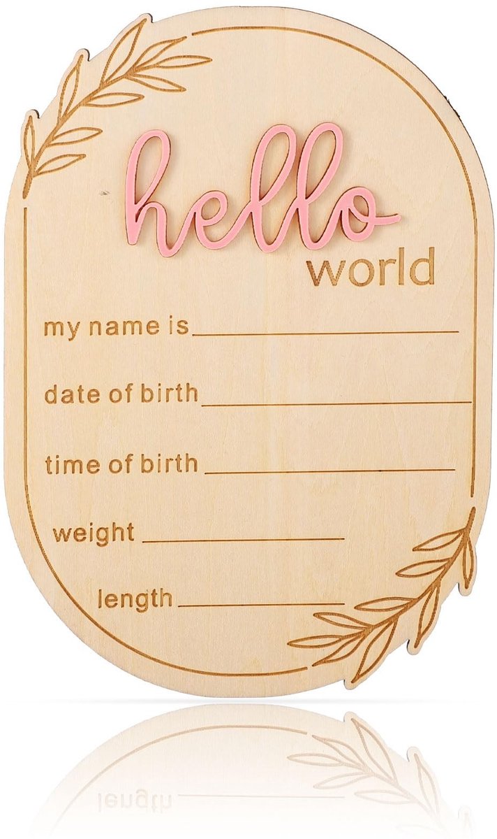 SMOAKEZ- Geboorteaankondigingsbord 15x10,5cm - Houten Naambordje - Fotoprops - Baby Shower - Babykamerdecoratie - Gepersonaliseerd