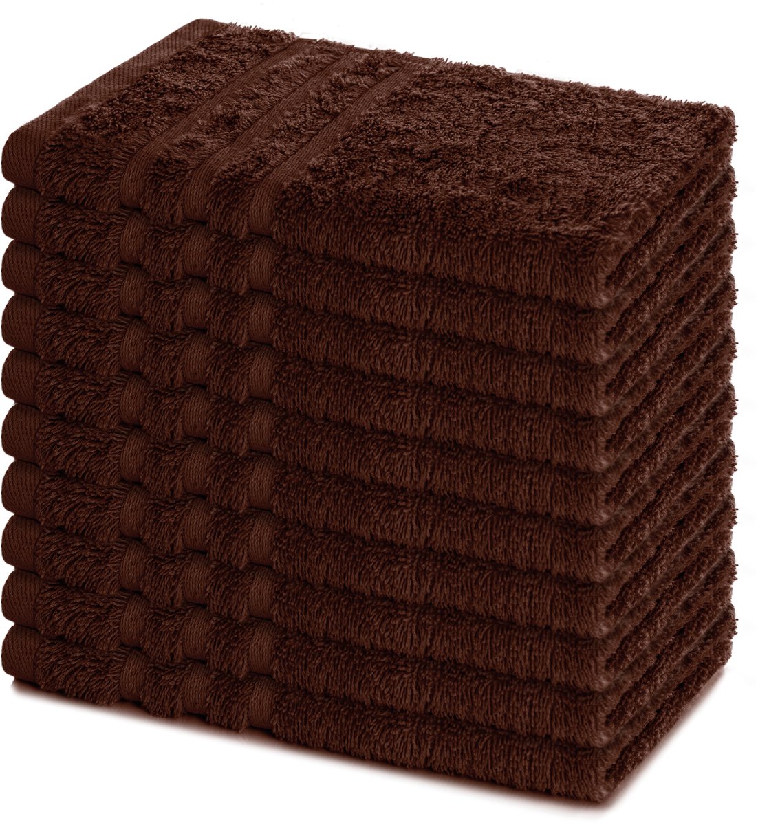 Lavea® Set van 10 handdoeken 30x50 cm, 100% katoen – Zacht en absorberend – Voor thuis, hotel, spa en gasten – Perfect als handdoek / gastendoekje – Koffiebruin