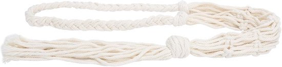 hangend wijnflesje - Boheemse stijl handgebreid katoenen touw flessenopslag hangende tas wijn Tote decoratie (Beige-65cm) — afbeelding 4