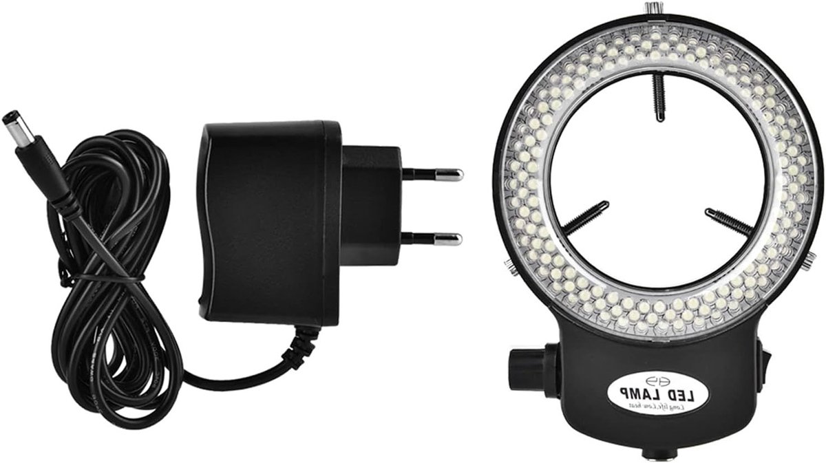 Heldere LED Ringlamp voor Microscoop - Verstelbare Verlichting voor Camera en Industrieel Gebruik met Voedingsadapter