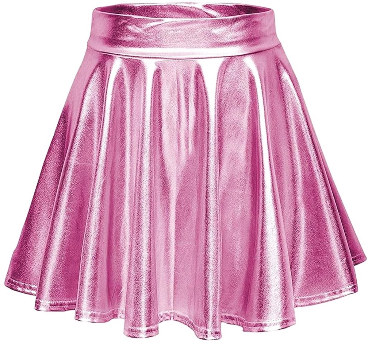 Dailygoods- Metalen Rok - Hoogwaardige Stof - Plooirok - Korte Rok - Feest/Carnaval - Elastische Tailleband - Lichtgewicht - Feestrok