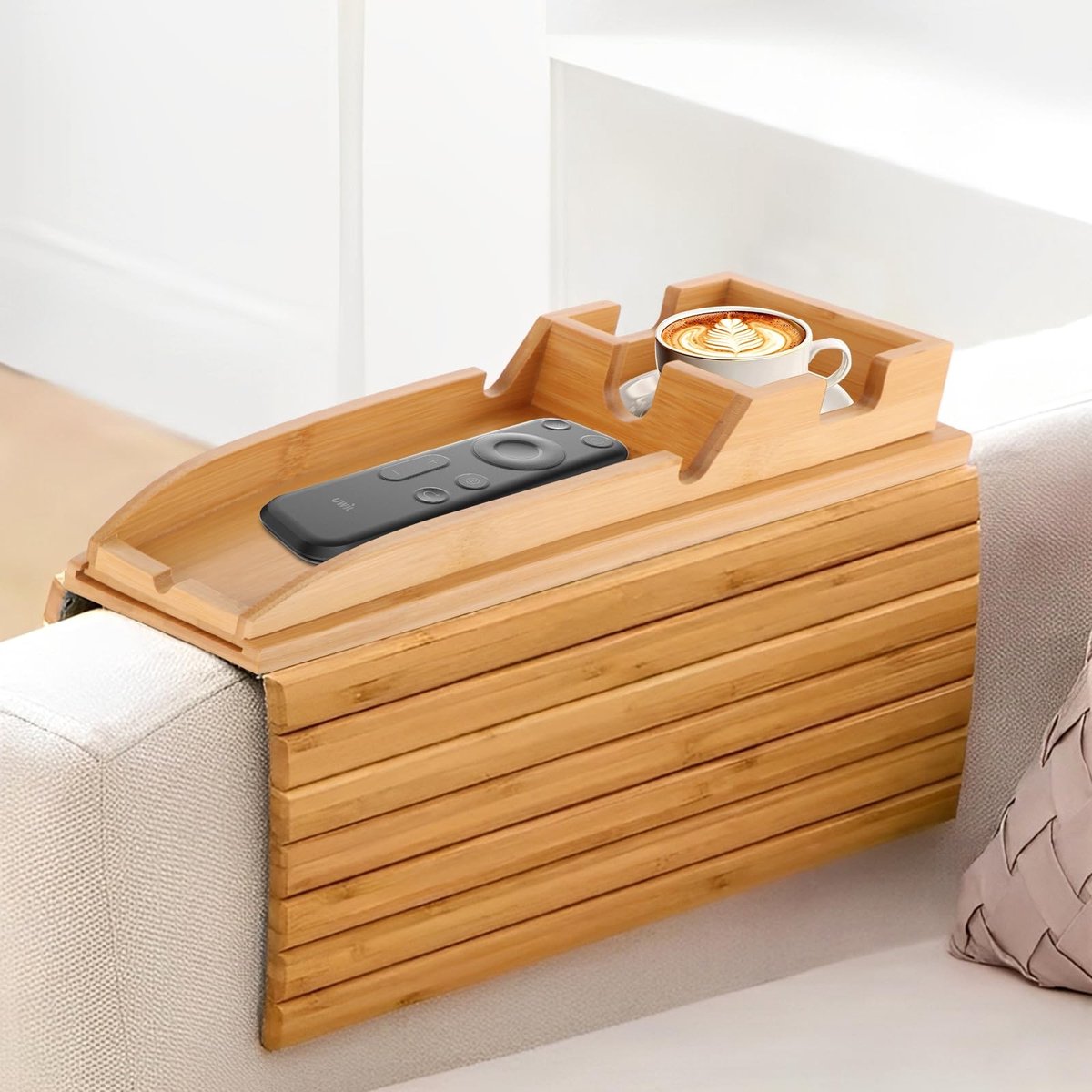 Dailygoods- Bankdienblad Bamboe - Antislip - Flexibel - Opvouwbaar - Armleuning - Stabiele Grip - Hoogwaardige Kwaliteit - Armleuningblad