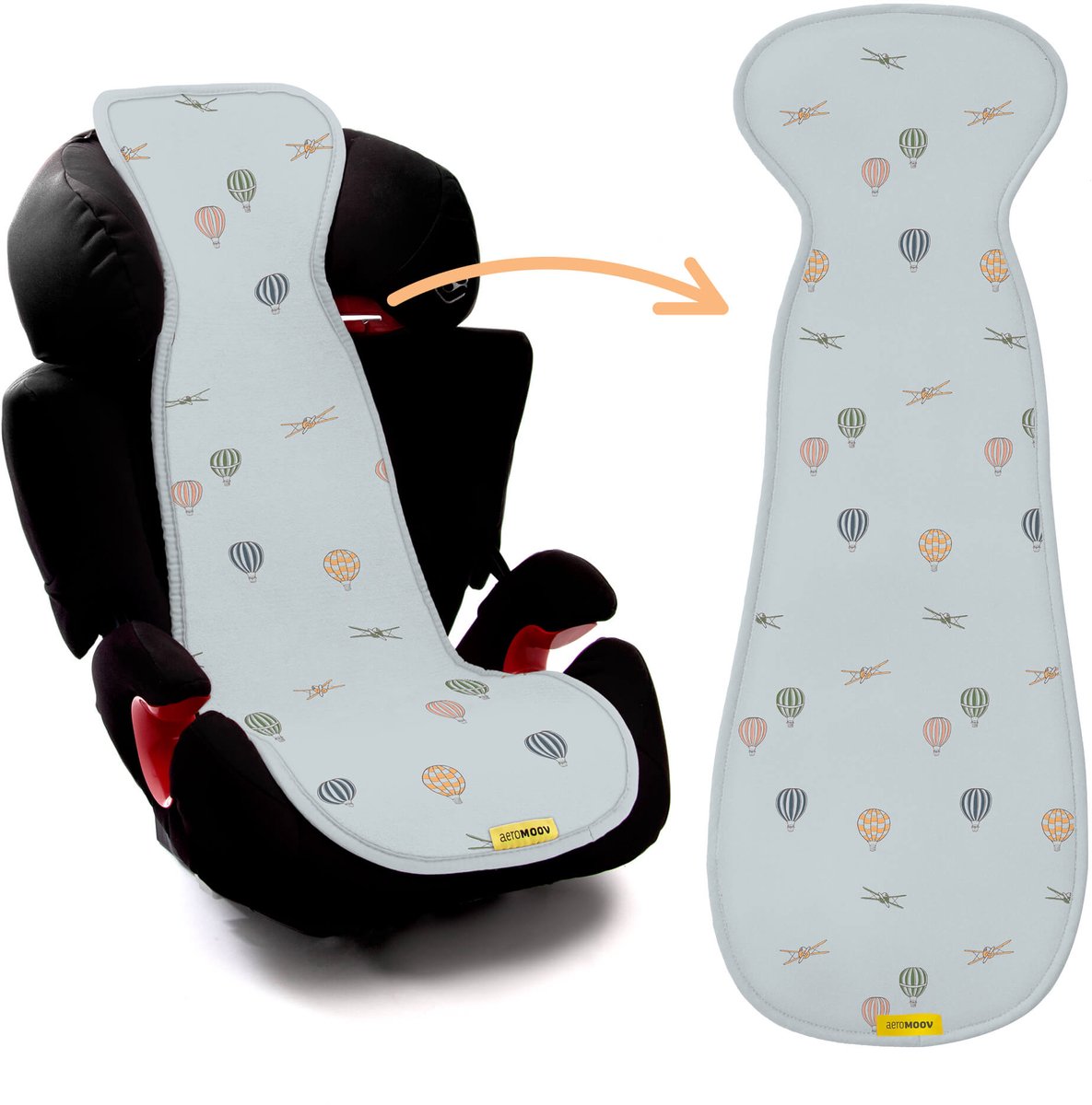 AeroMoov Air Layer – Inlegkussen Autostoel – Ademend & Warmteregulerend - Groep 2 en 3 - Air Traffic