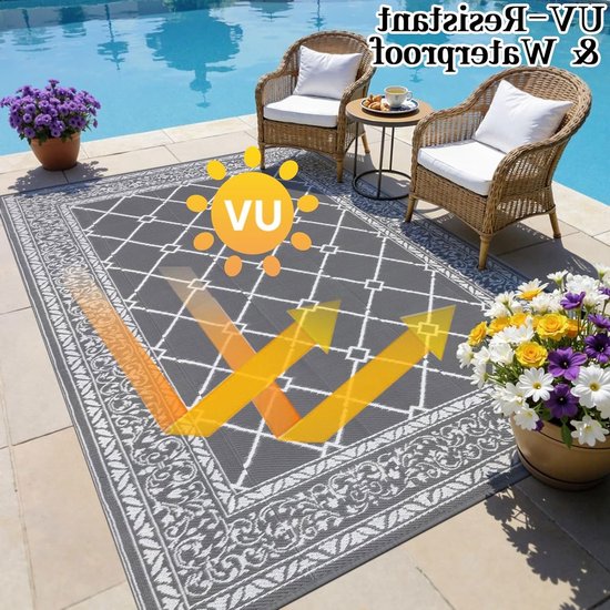 Outdoor Patio Kleed - Tuin Tapijt - Buiten Leven - Waterdicht UV-bestendig - 180 x 270 cm - Grijs van OutDoor — afbeelding 3