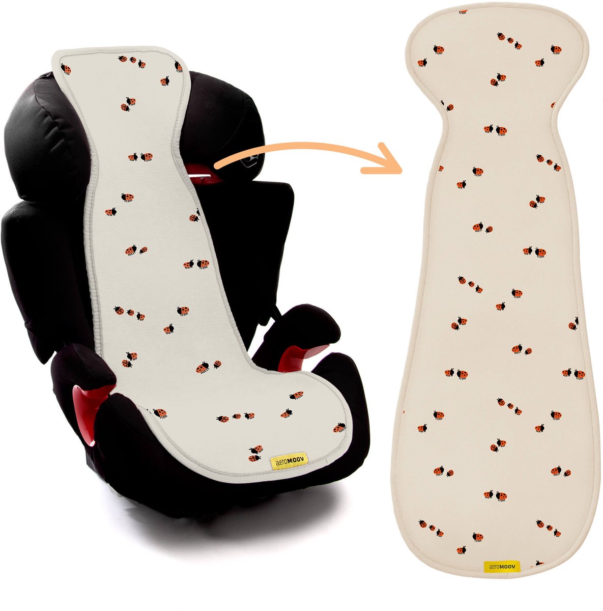 AeroMoov Air Layer – Inlegkussen Autostoel – Ademend & Warmteregulerend - Groep 2 en 3 - Lady Bugs