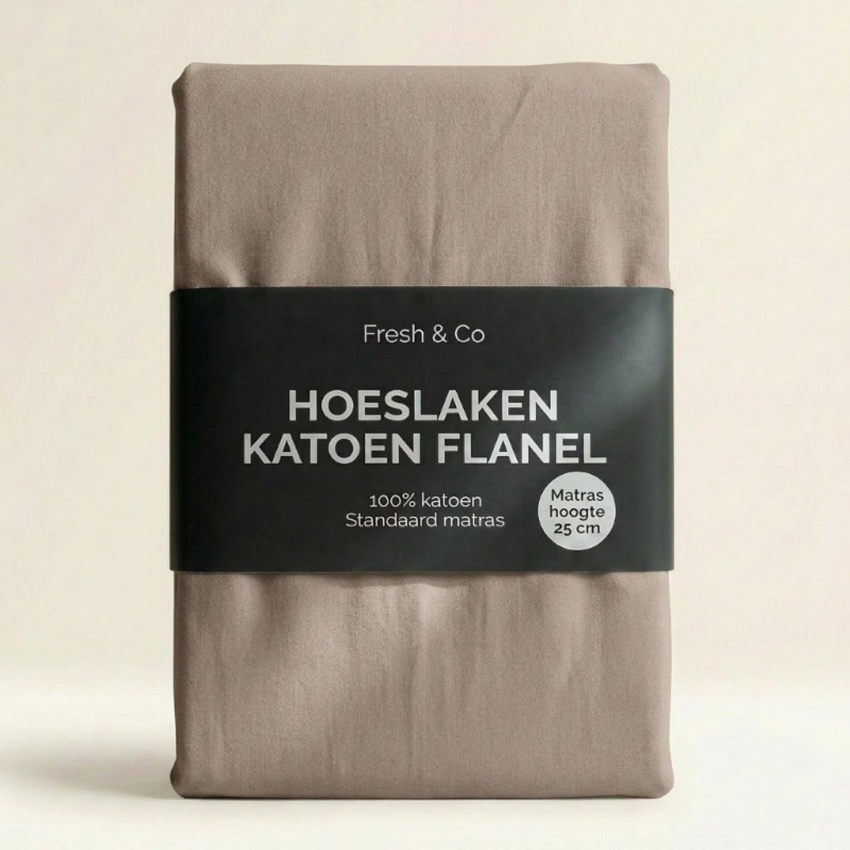 Dekbed-Discounter - Fresh and Co Hoeslaken 80 x 200 cm - Verkoelend Katoen Flanel - Geschikt voor matrassen tot 25 cm hoog - Wasbaar op 30 graden - Strijkvrij - Taupe