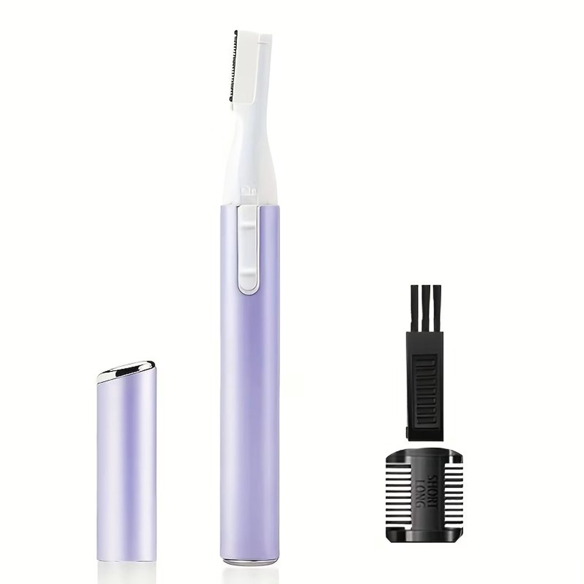 Mini Scheerapparaat + Trimopzetstuk - Ultra scherpe Dames shaver - Wenkbrauw + Neushaar + Gezichtshaar Trimmer - Exclusief 1x AAA Batterijen - Perfecte Haarverzorging op Reis - Kleur: Paars