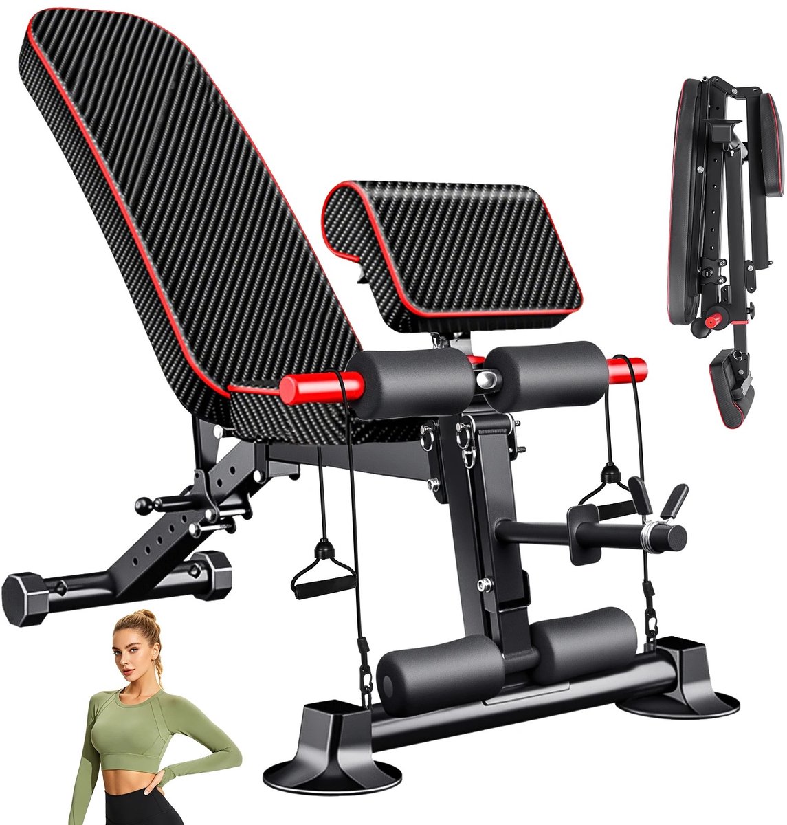 JHUBERS - Dailygoods Oefenbank voor push-ups, dumbbells en full-body fitness, met verstelbare rugleuning.