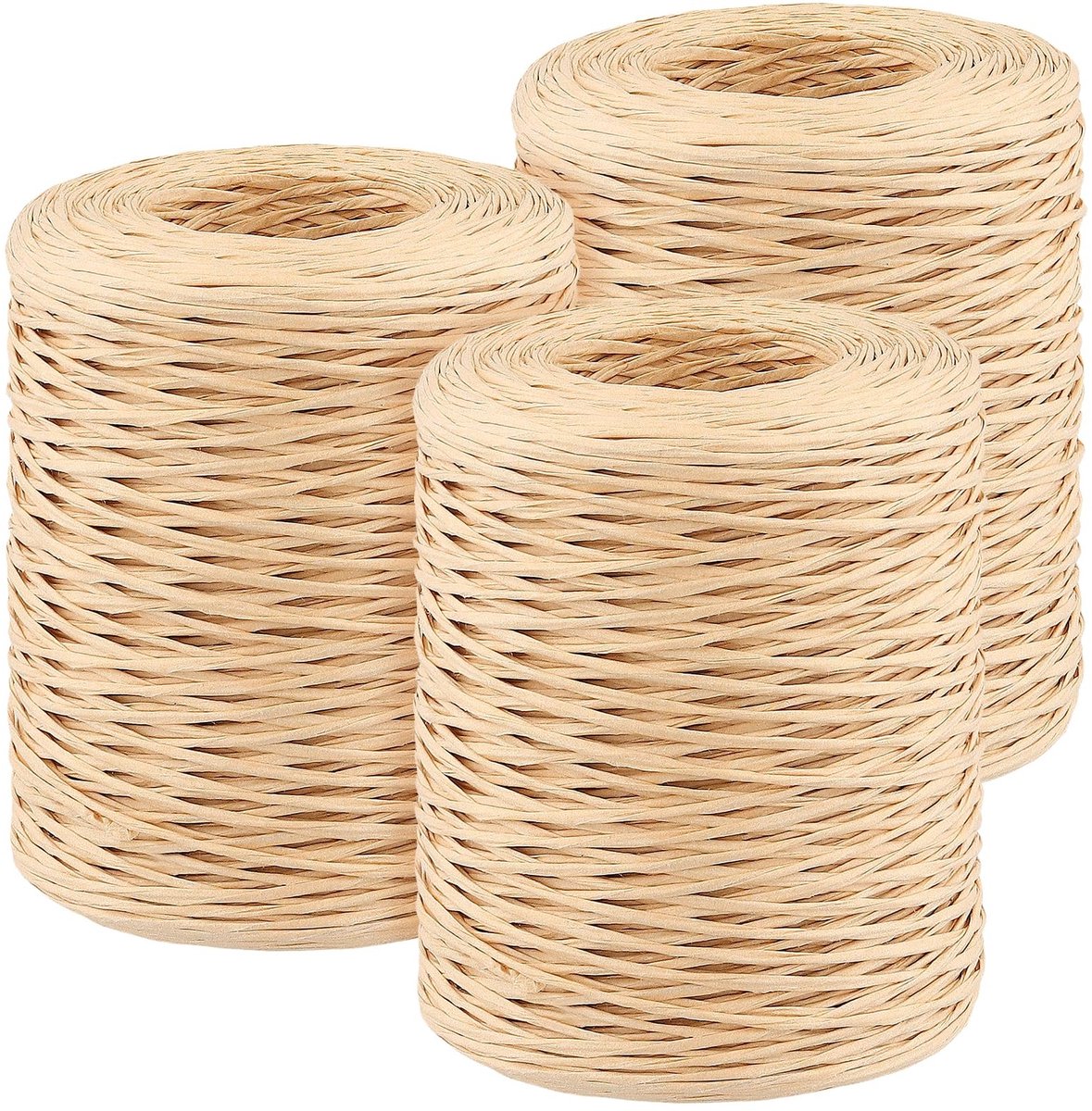 JHUBERS- Papierdraad 3 Rollen - 200 m per Rol - Ø 1 mm - Natuurlijke Decoratiedraad - Kraftpapier Kleur - Ideaal voor Bloemstukken - Binddraad