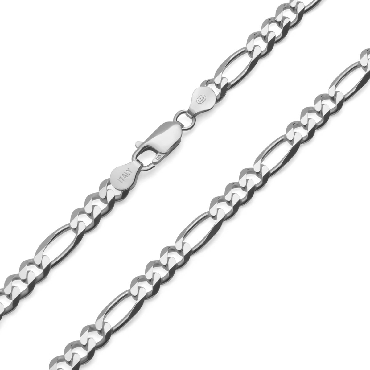 JUXE24-Figaro ketting-Figaro chain-massief 925 zilver-5,5 mm breed-55 cm lang-24,5 gram-6 zijdig geslepen