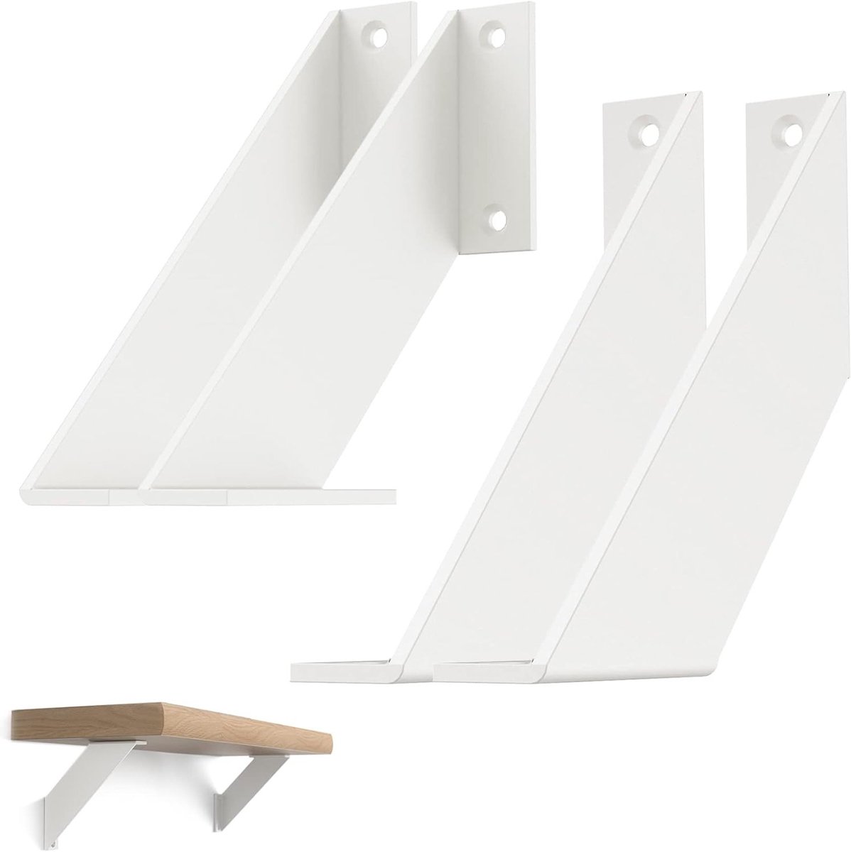 Witte Metalen Wandplank, Vierkant, Geschikt voor Zware Lasten, Ideaal voor Decoratie en Creatieve Projecten, 20 cm, Set van 4