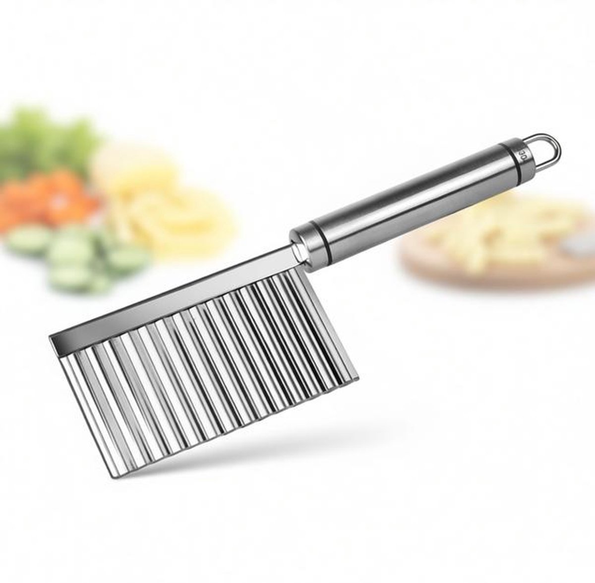 ElleMooi - Aardappel Snijder - Rvs Golf Snijmes - Ergonomisch Handvat - Groenten Snijden - Geschikt voor Aardappels en Groenten - 17x7.6CM