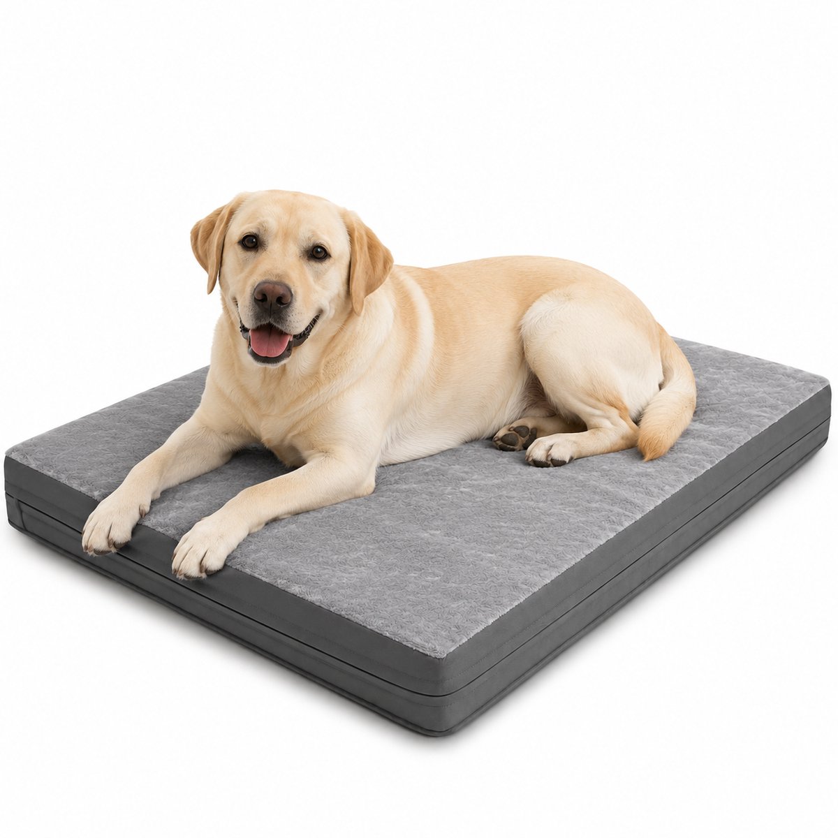 Gloovon® - Orthopedisch Hondenkussen - Benchkussen - 91 x 68 x 7 cm - Dubbelzijdig - Flanel & PVC-leer - Zitkussen & hondenbed - Grijs