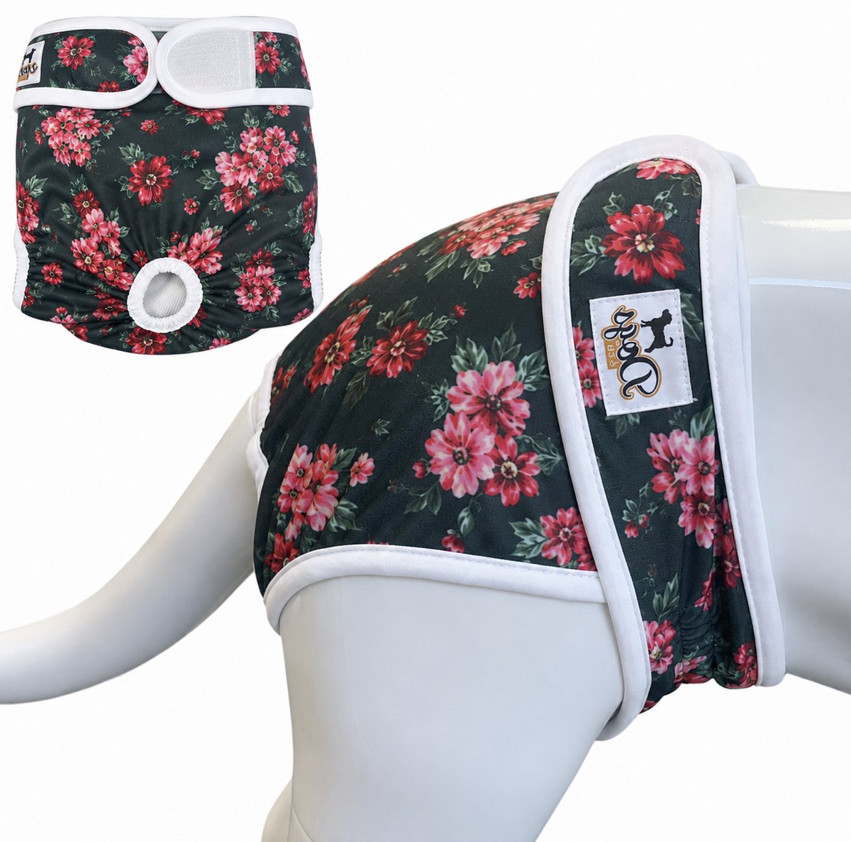 Dogs&Co® Loopsheidbroekje Botanic - Maat M - Katoen & Mesh Stretchy met Klittenband - Hondenluier - Loopsheidbroekje hond - Honden - Incontinentiebroekjes