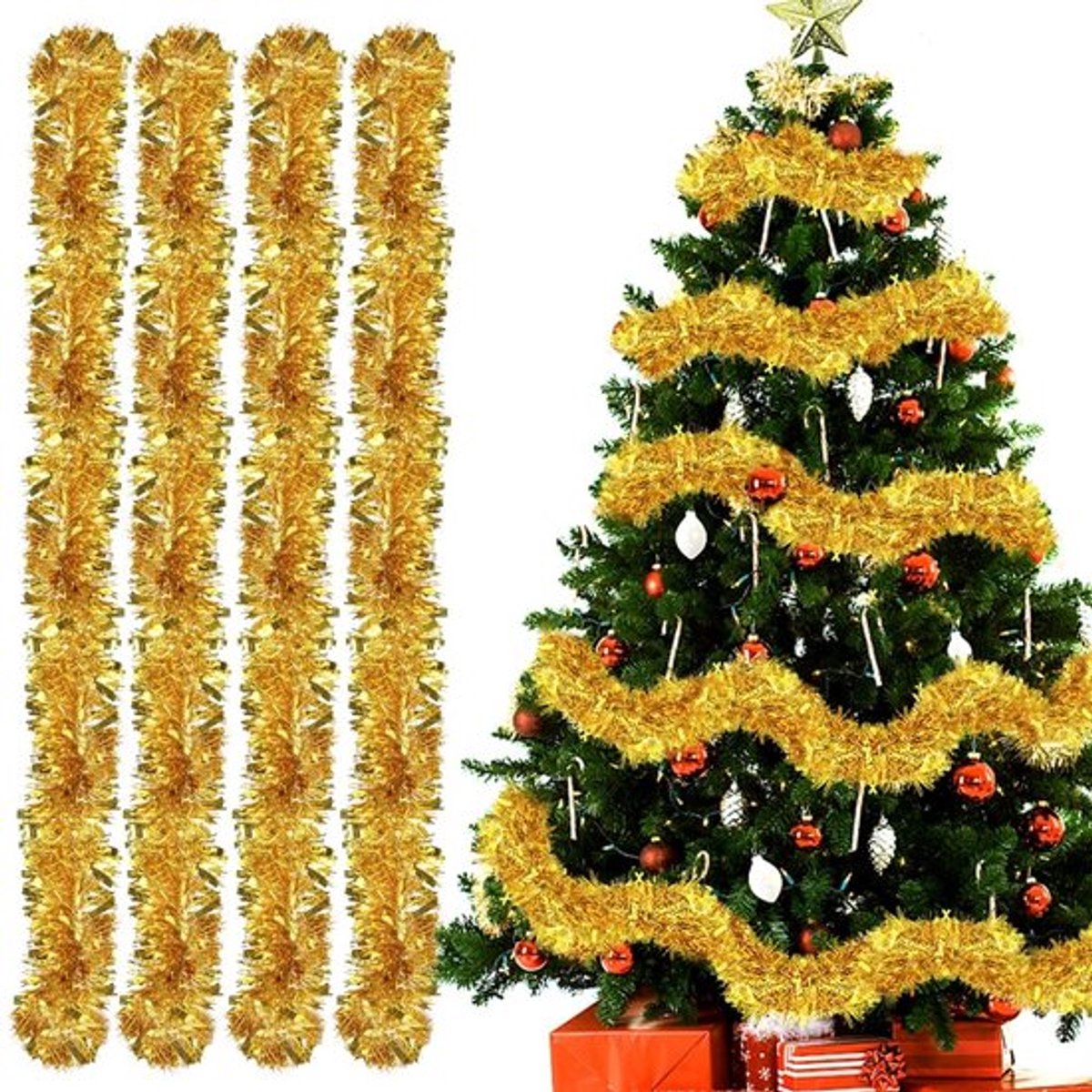 Allecto - Kerstslingers - Klatergoud Decoratie - Duurzaam Metaal