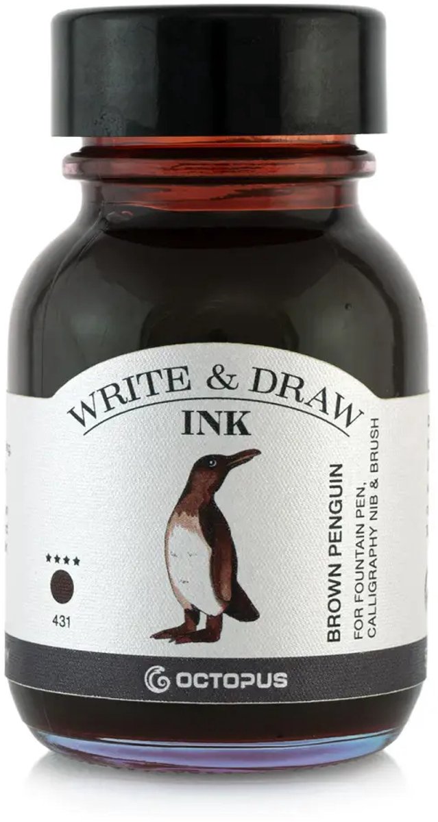 Octopus Schrijf- en Tekeninkt, 50 ml Brown Penquin