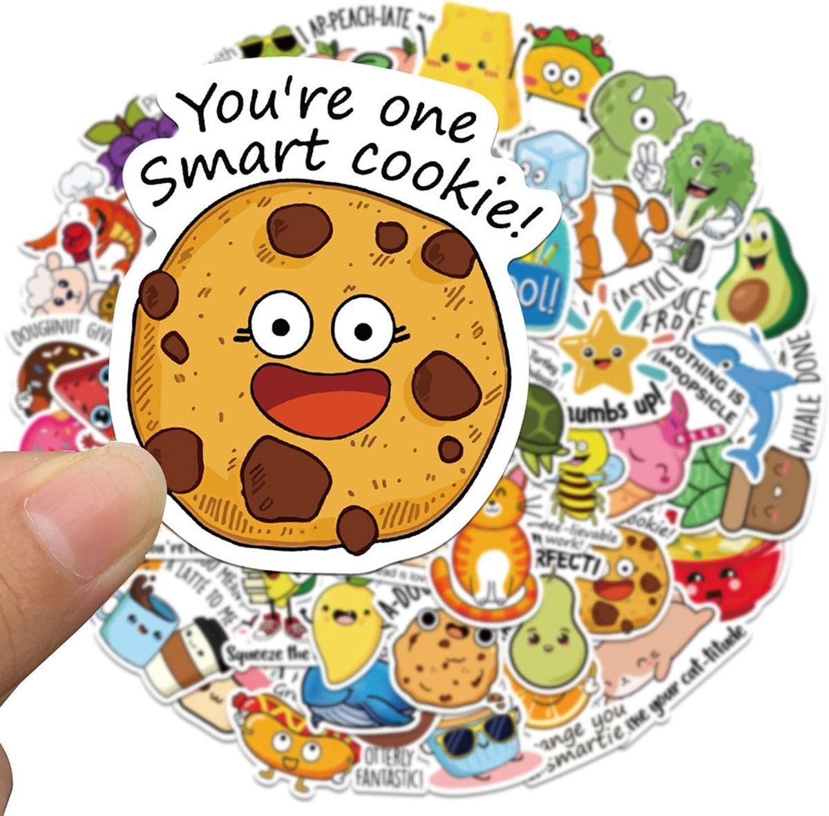 OLOEY 50 leuke woordspeling-beloningsstickers-waterdichte vinylstickers-geschikt voor laptops-waterflessen-notitieboekjes-mobiele telefoons-enz.-kunnen ook gebruikt worden als prijsjes of bedankkaartjes
