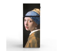 NUNKI MEDIUM-FVERM / Dubbel-Deurs Koelkast, E Klasse, 206l, Johannes Vermeer - Het meisje met de Parel, Satin (FRONT only)
