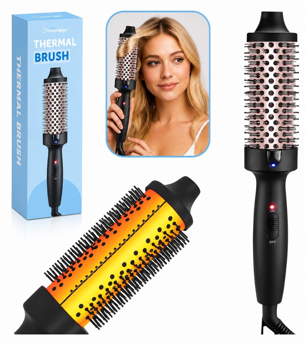 Ironridge® Thermal brush - Multistyler – Keramische Krulborstel, Föhnborstel & Warmteborstel in één – Haarkruller & Styler met Keramische Technologie