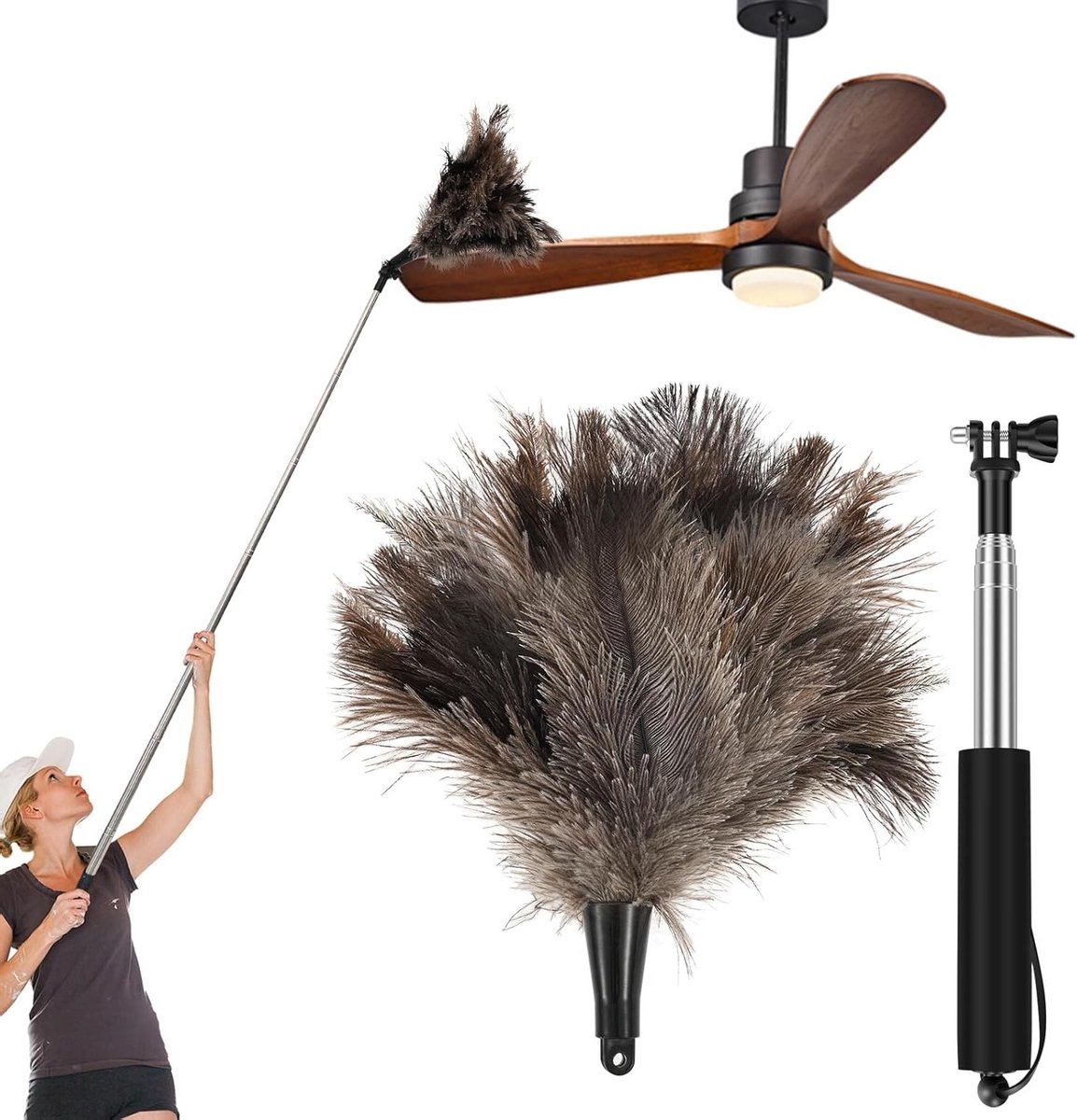 Telescopische Duster met Veerachtige Veren, Wasbaar en Verstelbaar Handvat voor het Verwijderen van Spinrag op Hoge Hoogtes en Delicate Apparaten