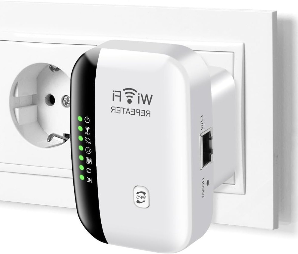 WiFi Extender voor Langere Bereik, 300 Mbit/s 2.4 GHz, Betrouwbare Wi-Fi Repeater met Ethernetpoort en AP-modus voor Alle Apparaten
