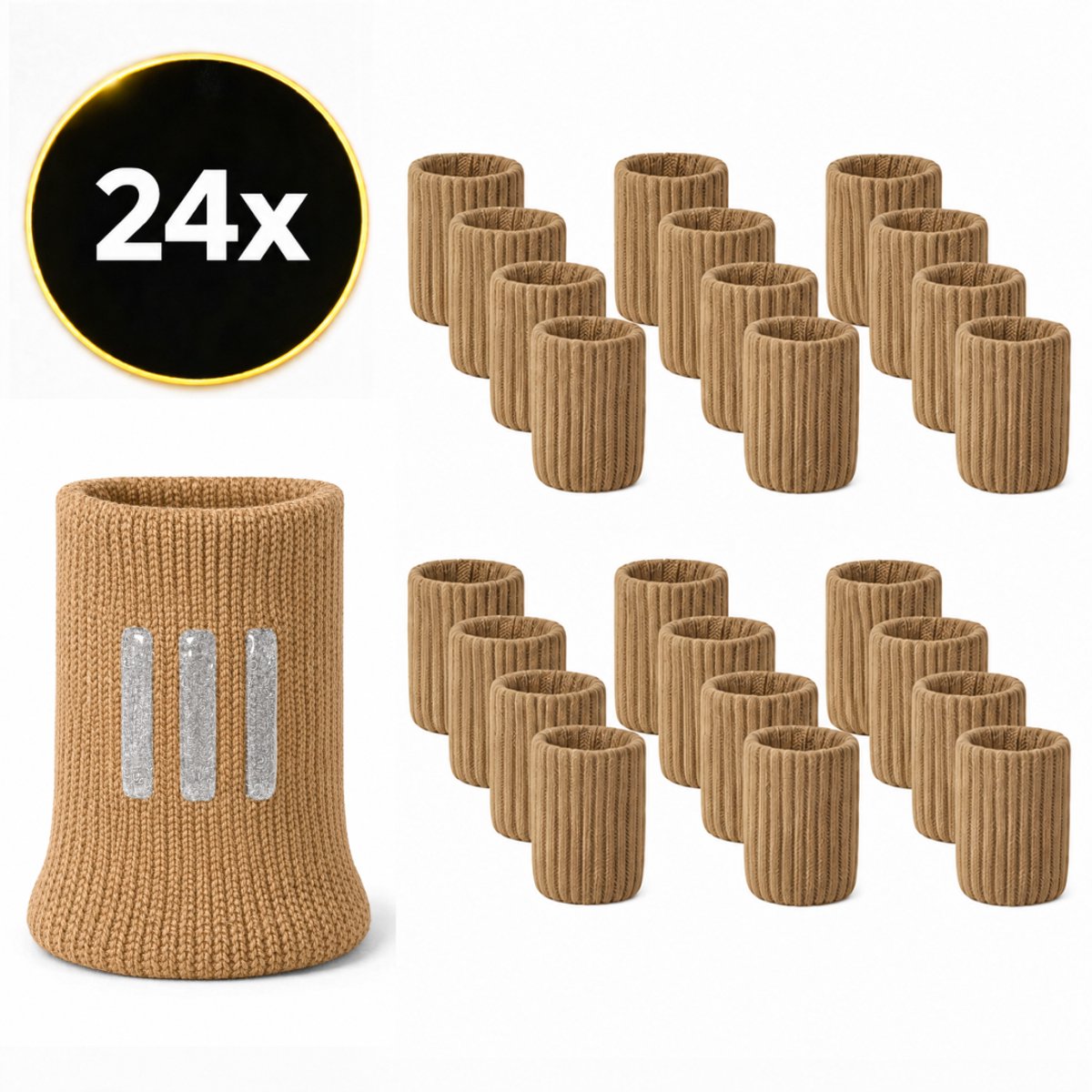 Premium Korte Stoelpoot sokken set van 24 stuks – 5cm – Anti-Slip - Beige – Elastische Beschermers – Stoelbeschermer – Stoelsokjes met vilt - Stoelpootbeschermers - Stoelpootdoppen - Stoelsokken