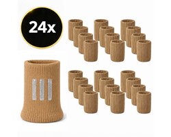 Premium Korte Stoelpoot sokken set van 24 stuks – 5cm – Anti-Slip - Beige – Elastische Beschermers – Stoelbeschermer – Stoelsokjes met vilt - Stoelpootbeschermers - Stoelpootdoppen - Stoelsokken