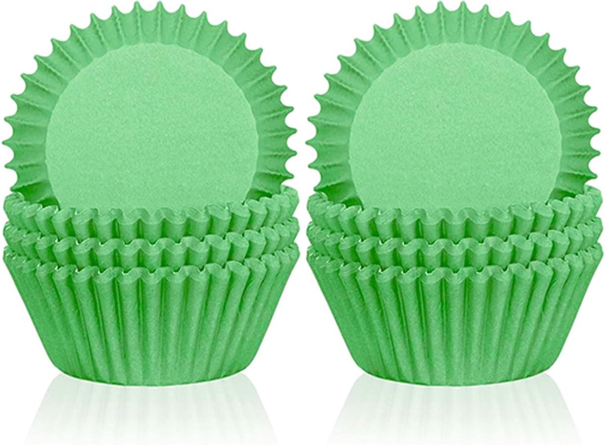 Mini Muffins Papieren Mallen - 200 Stuks Groene Muffinvormen voor Bakken, Taartjes, Feestdagen en Verjaardagen