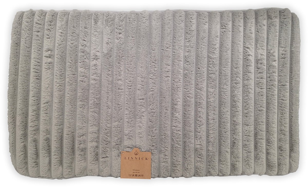 LINNICK Badmat Rib Light Grey - Microvezel - 60x100 cm - Lichtgrijs