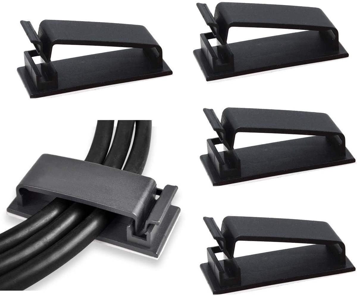 50 Stuks Zelfklevende Kabelmanagement Clips - Verstelbare Kabelorganizers voor TV, PC en Laptop - Ideaal voor Thuis en Kantoor (Zwart)
