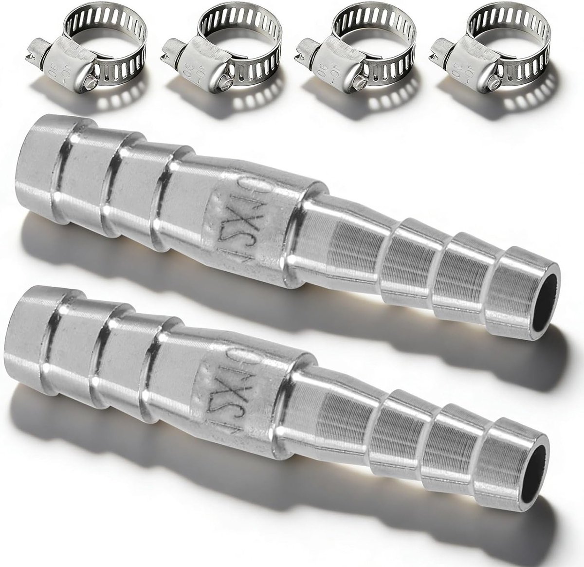 2-delige RVS Slangverbinders, 2-Weg Koppeling 12mm x 10mm, Verminderde Slangadapter voor Water en Lucht, Duurzaam en Corrosiebestendig