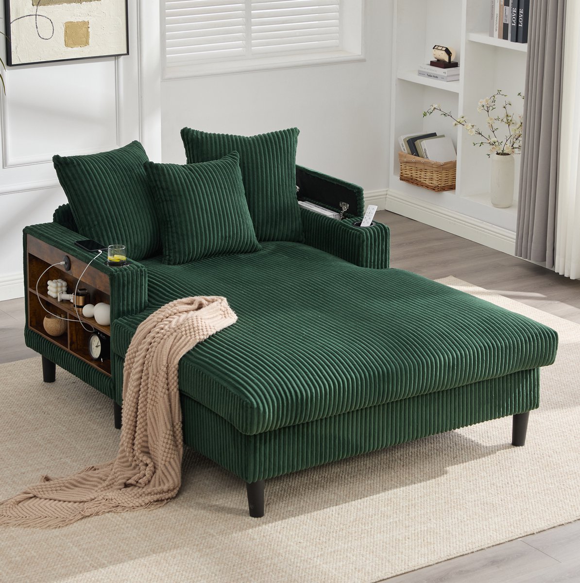 HAUSS SPOLE Chaise Longue - Loungebank Met Led, Usb En Opbergruimte - Voor Woonkamer En Ba
