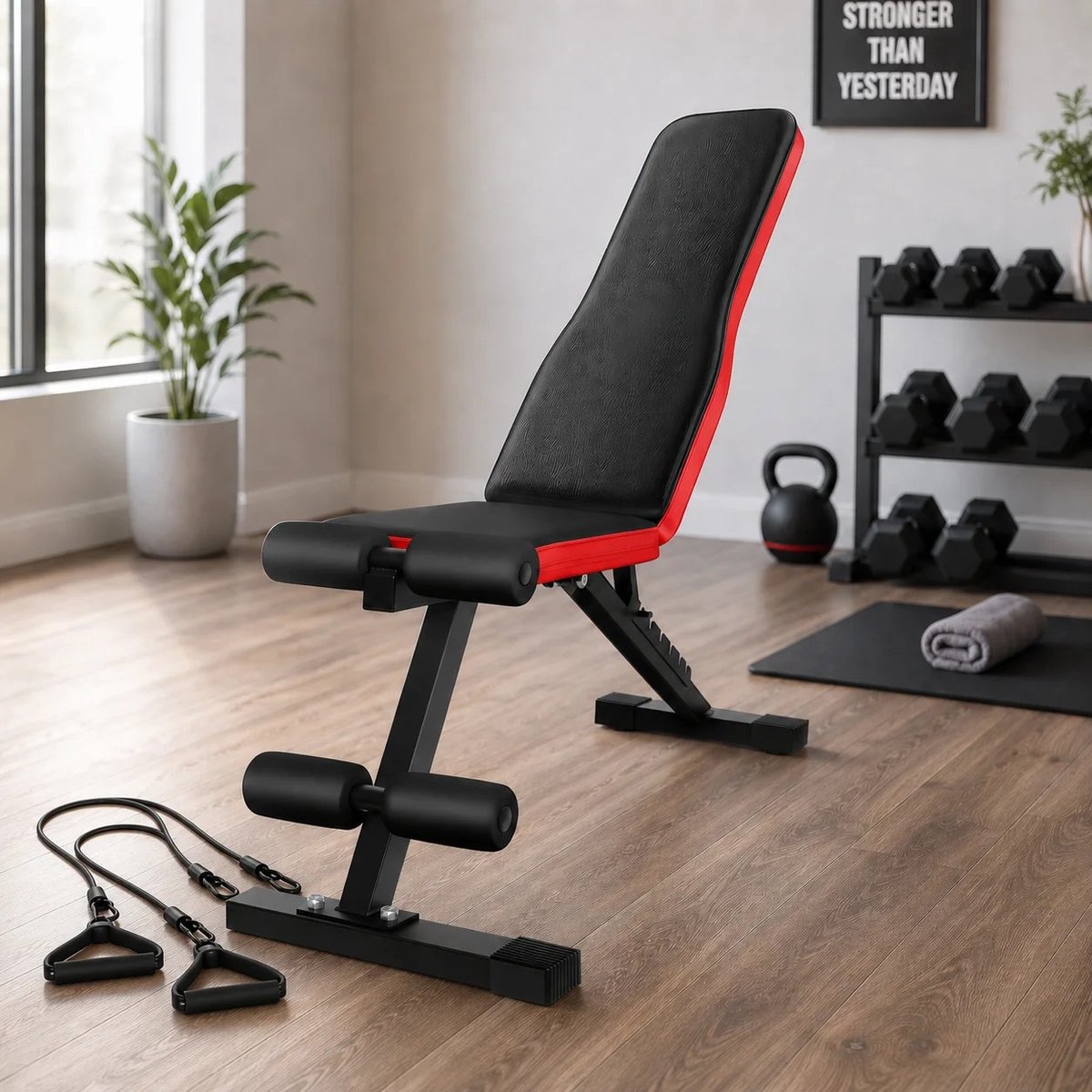 Dailygoods 7 niveaus verstelbare opvouwbare trainingsbank, zwaar stalen frame, multifunctionele halterbank, ergonomische